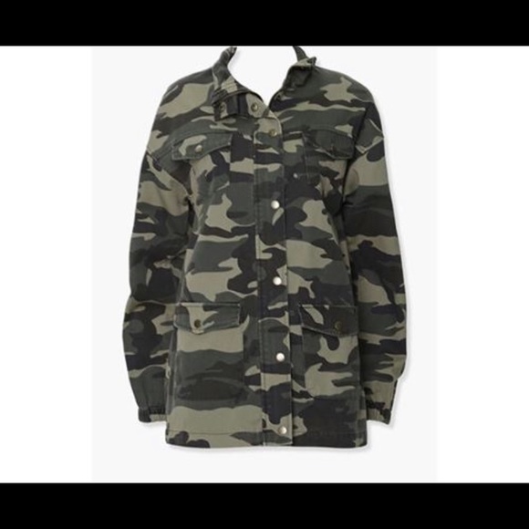 Snap-Button Zippered Camo Jacket - Picture 1 of 1